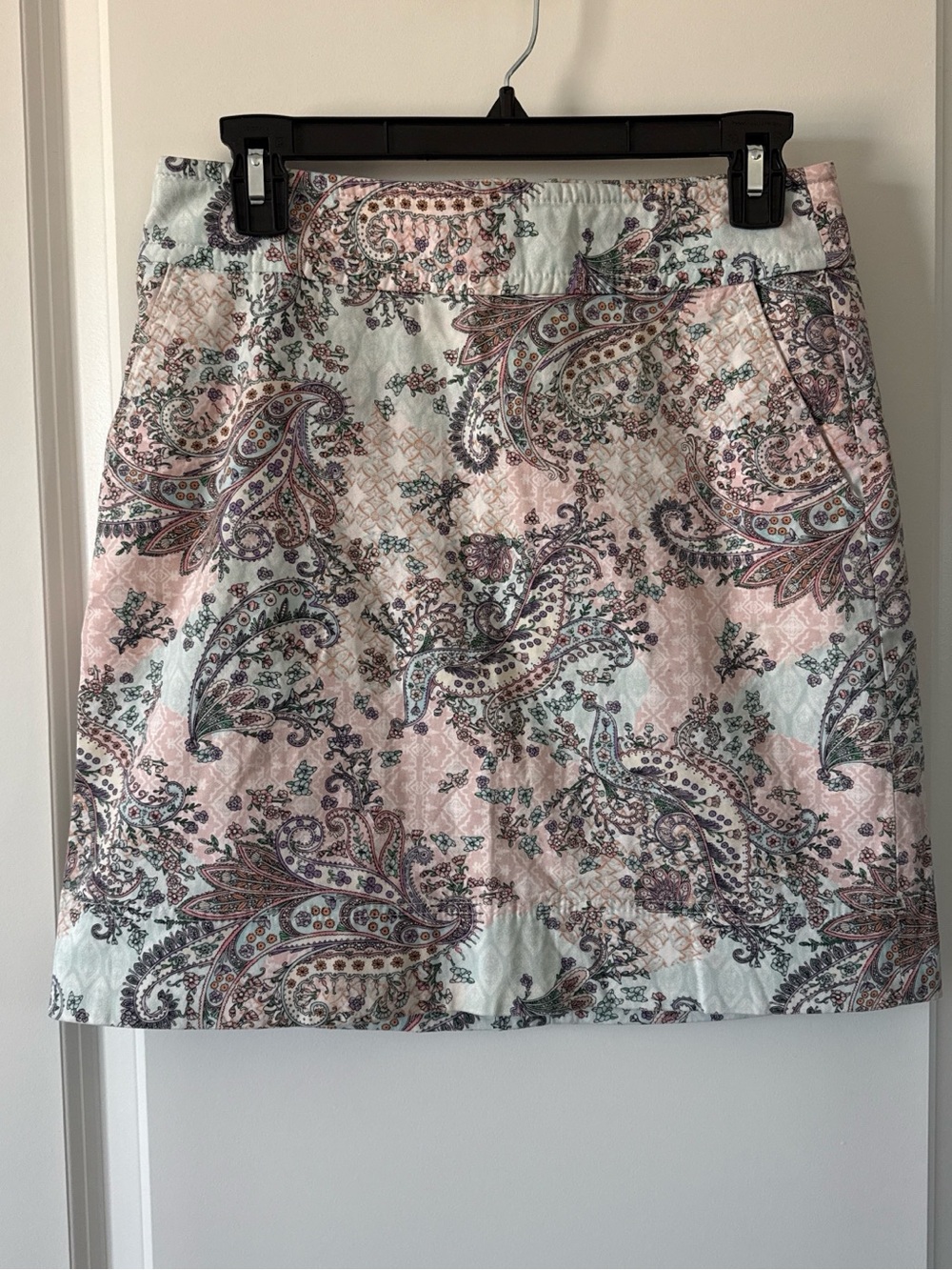 Talbots Pink and Mint Paisley Mini Skirt